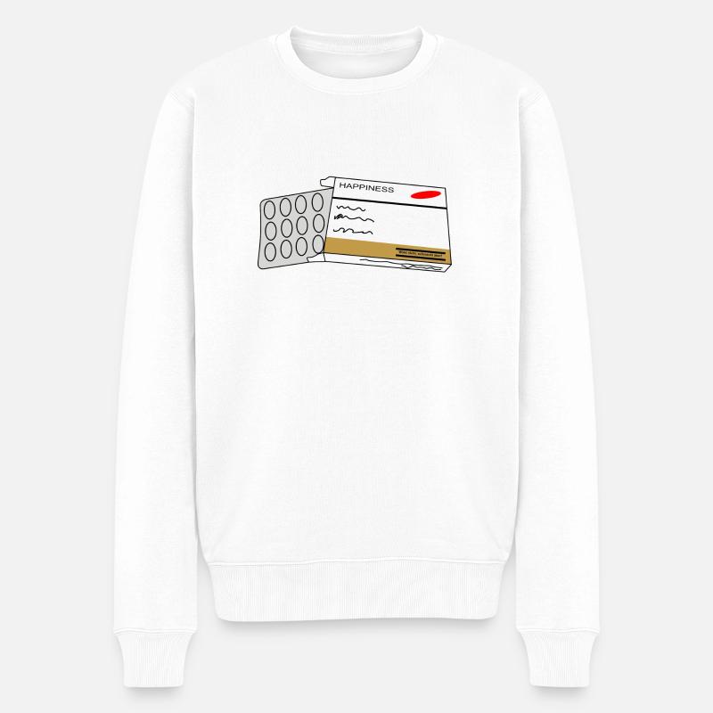 Happiness - Männer Premium Bio Pullover - Weiß