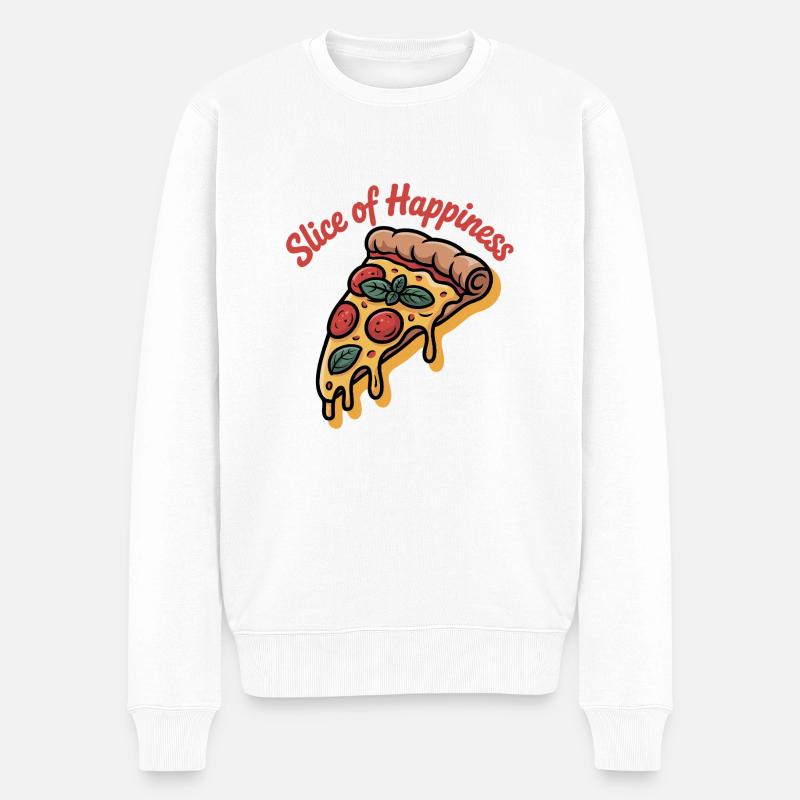 Tranche de bonheur - Pizza - Pull Premium bio Homme - blanc