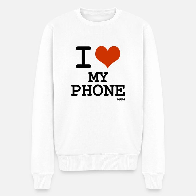 j'aime mon téléphone par wam - Pull Premium bio Homme - blanc