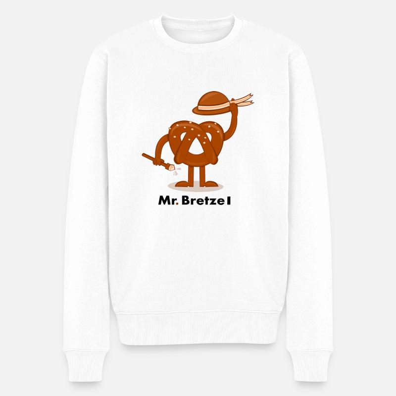 Herr Pretzel - Männer Premium Bio Pullover - Weiß