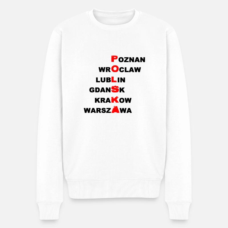 Polen - Polska - Männer Premium Bio Pullover - Weiß