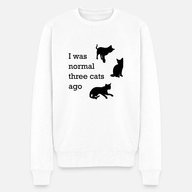 i was normal 3 cats ago - Männer Premium Bio Pullover - Weiß