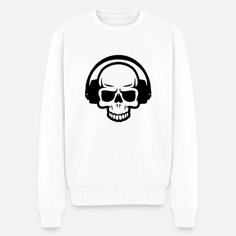 crâne et casque - Pull Premium bio Homme - blanc