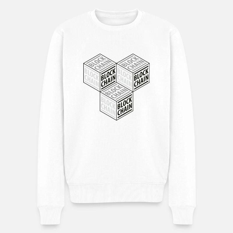 BLOCKCHAIN 3D 01 - Pull Premium bio Homme - blanc