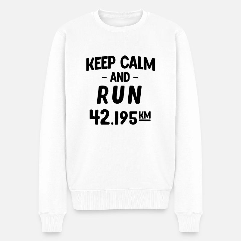keep calm and run 42.195km - Pull Premium bio Homme - blanc