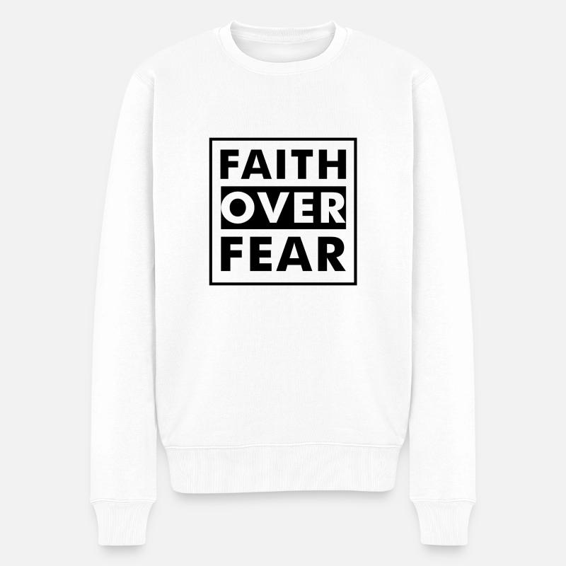 Vertrauen über Angst N - Männer Premium Bio Pullover - Weiß