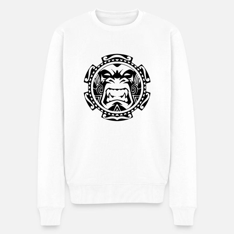 Stammesaffe - Männer Premium Bio Pullover - Weiß