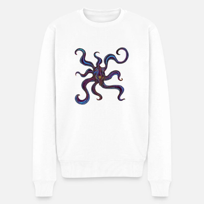 Tintenfisch 1 - Männer Premium Bio Pullover - Weiß