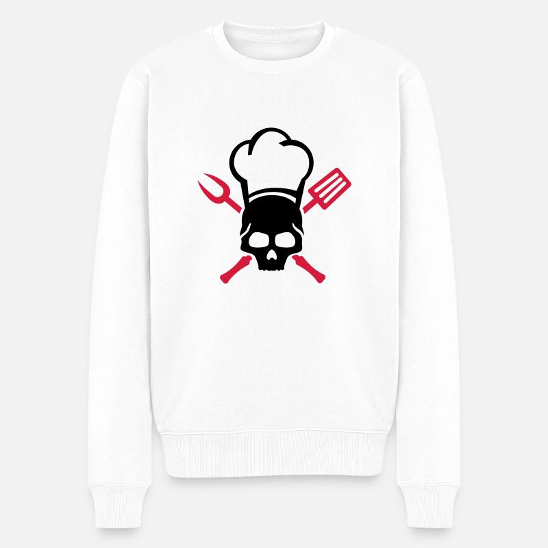grillen__totenkopf_skull_2__f2 - Männer Premium Bio Pullover - Weiß