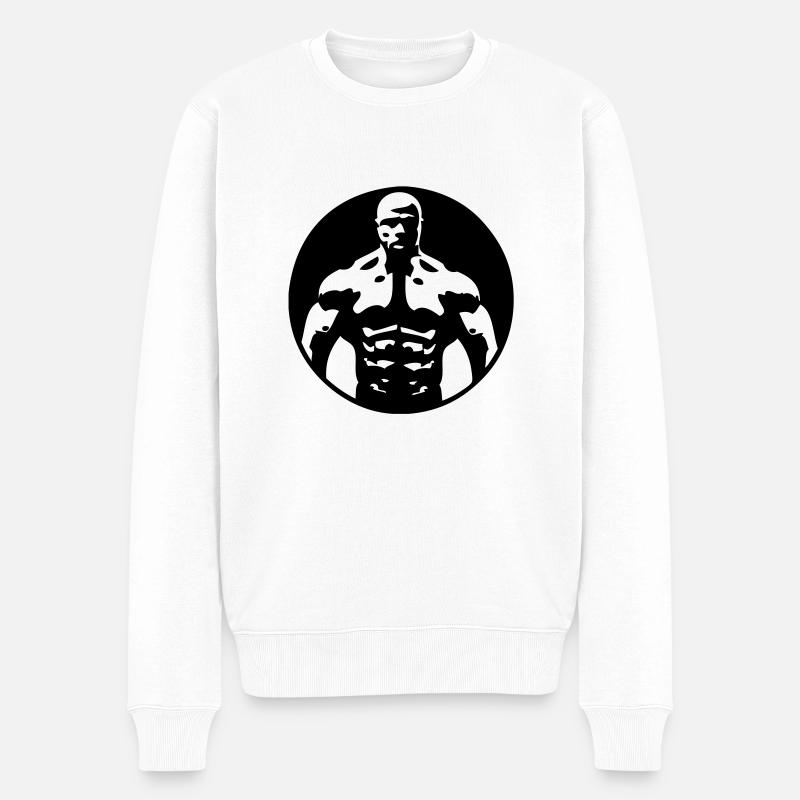 Bodybuilding Squad Logo - Männer Premium Bio Pullover - Weiß