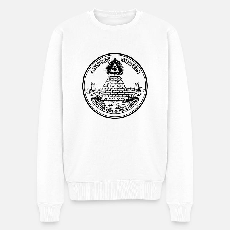 Allsehendes Auge Gottes, Pyramide, Dollar, Horus - Männer Premium Bio Pullover - Weiß