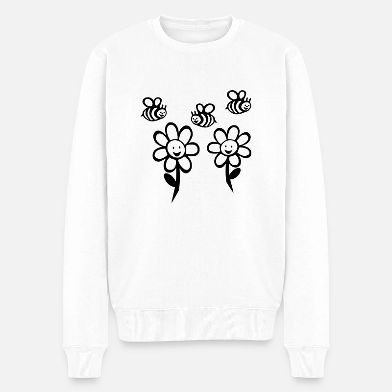 Bienchen und Blümchen - Männer Premium Bio Pullover - Weiß