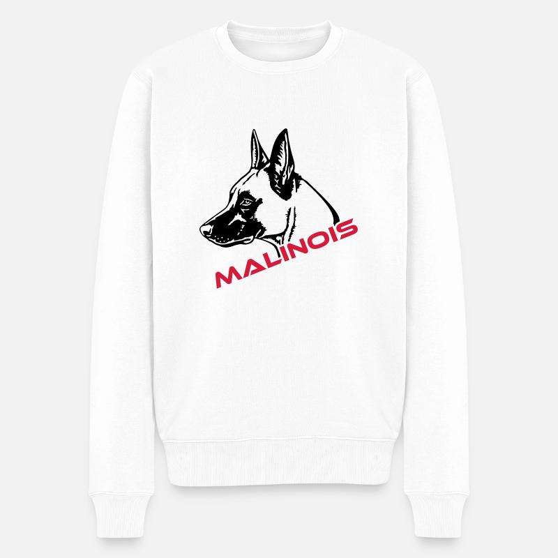 536 Malinois - Pull Premium bio Homme - blanc