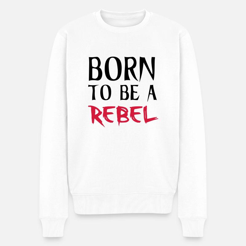 Rebel - Männer Premium Bio Pullover - Weiß