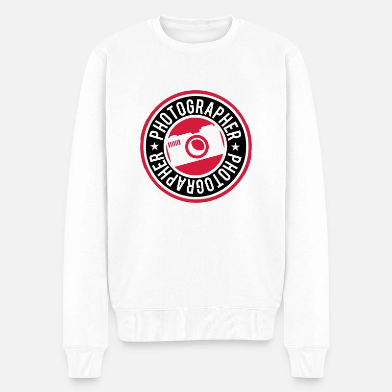 Stamp Design Photographer - Männer Premium Bio Pullover - Weiß