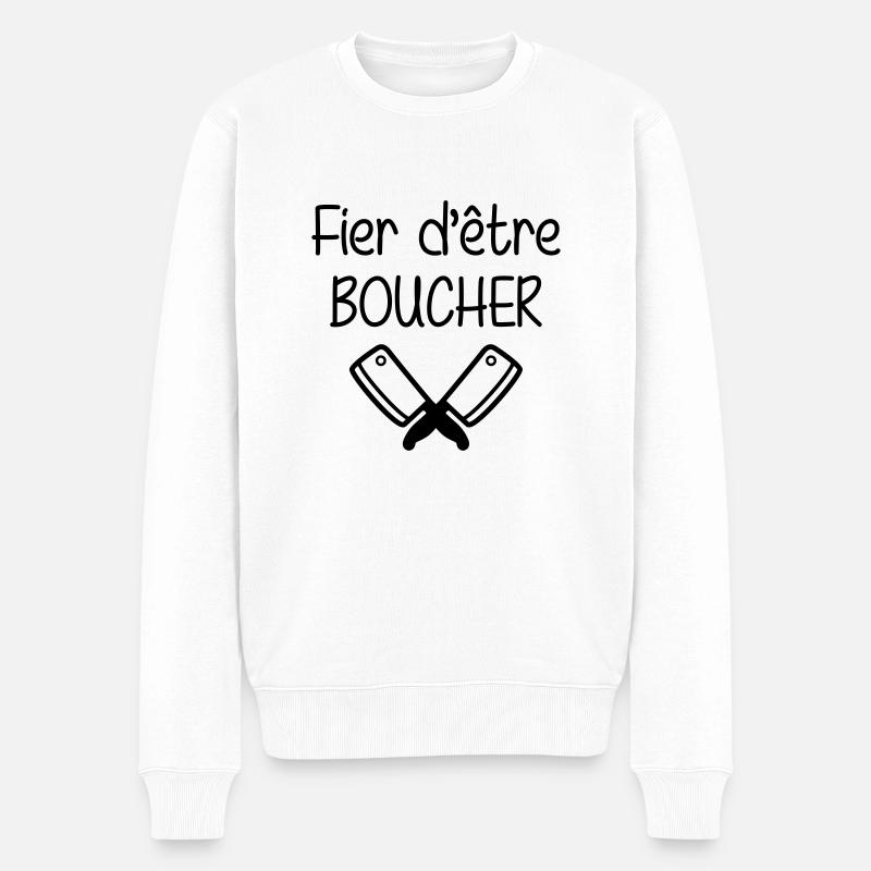 Fier d'être Boucher - Pull Premium bio Homme - blanc