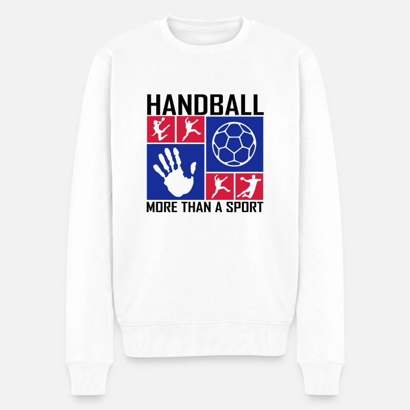 Handball Mosaik Block 2 - Männer Premium Bio Pullover - Weiß