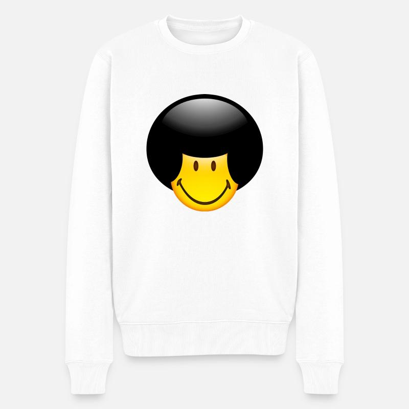 Smiley Afro - Pull Premium bio Homme - blanc