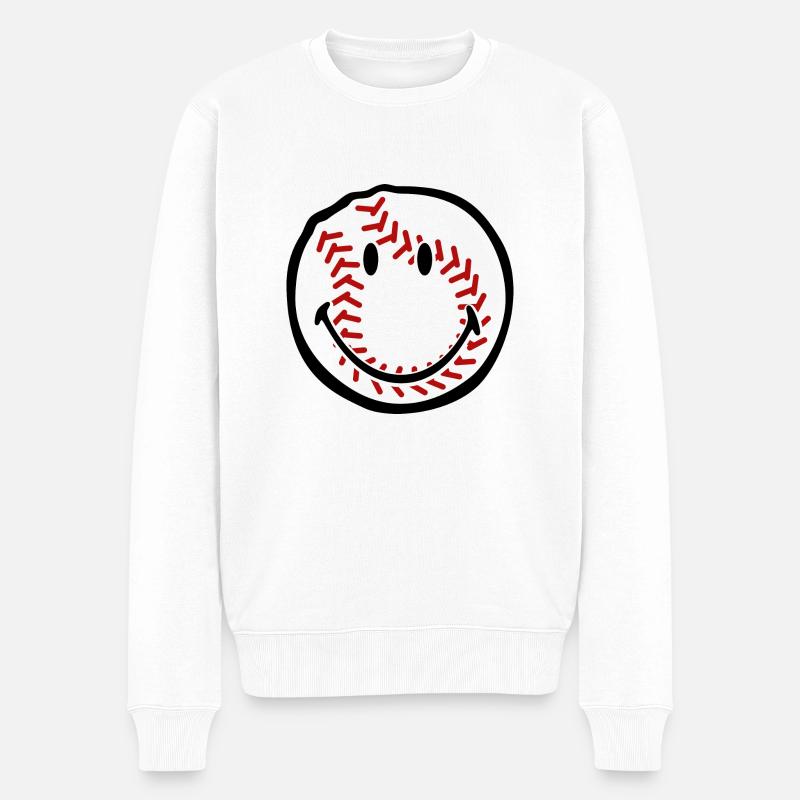 Smiley Baseball - Männer Premium Bio Pullover - Weiß