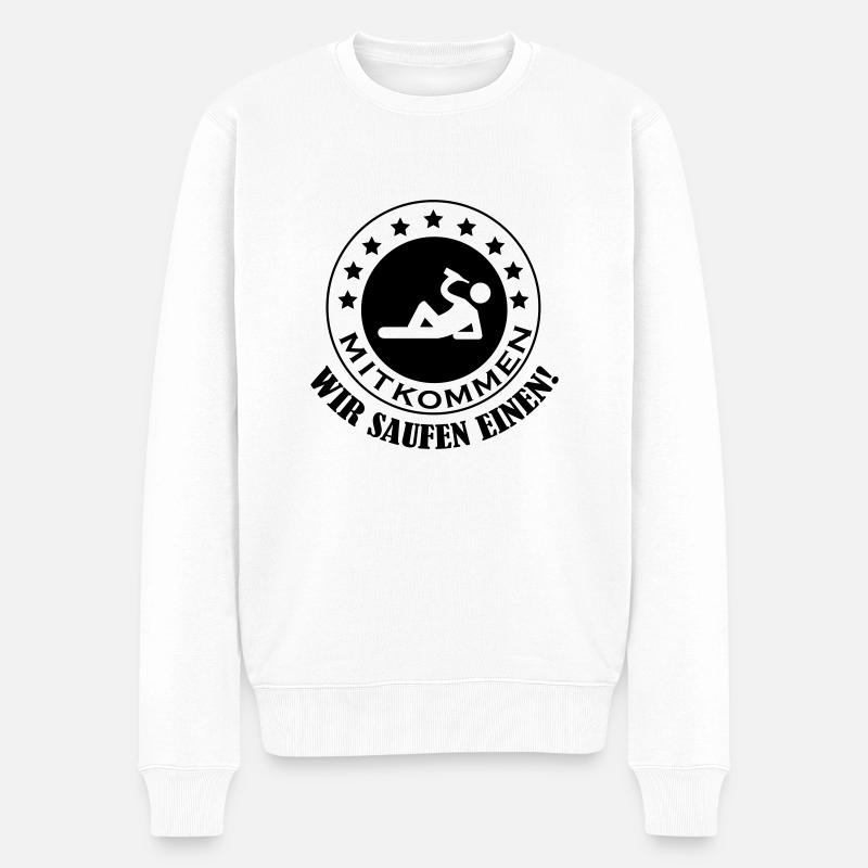 mitkommen_wir_saufen_einen_001 - Männer Premium Bio Pullover - Weiß