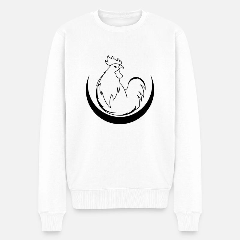 hahn_01 - Männer Premium Bio Pullover - Weiß