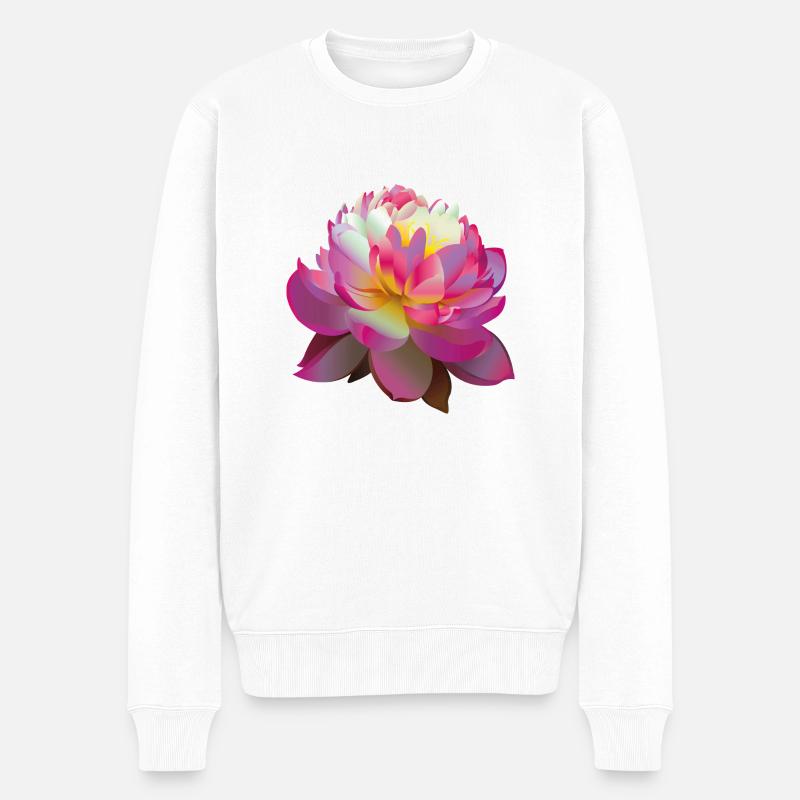 Schöne rosa Lotusblume - Männer Premium Bio Pullover - Weiß