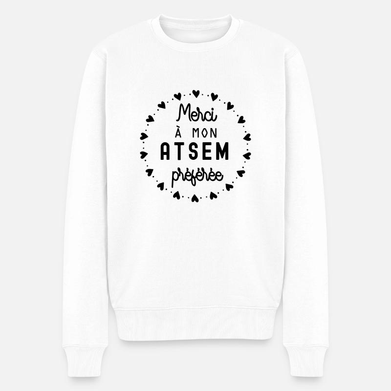 merci à mon atsem préférée - Pull Premium bio Homme - blanc