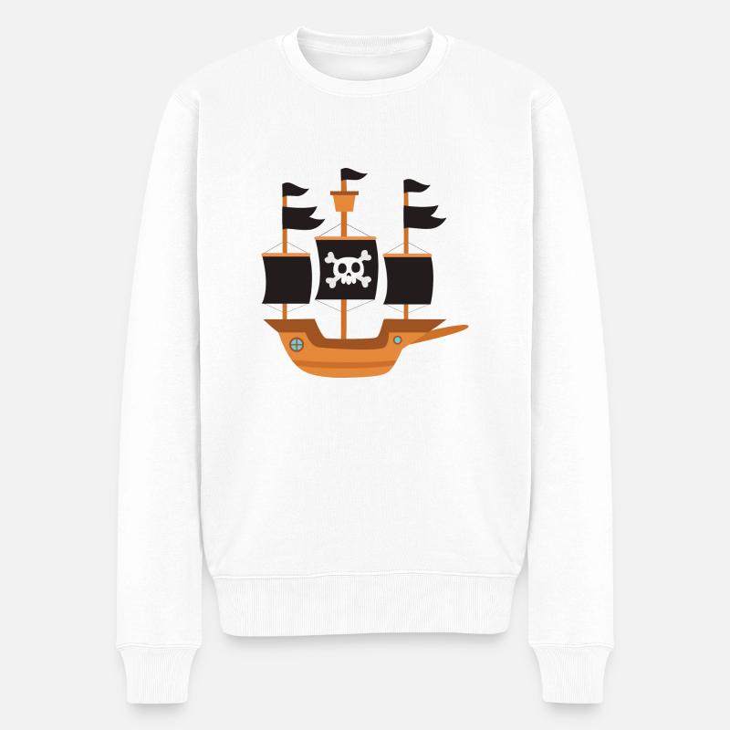 Piratenschiff - Männer Premium Bio Pullover - Weiß