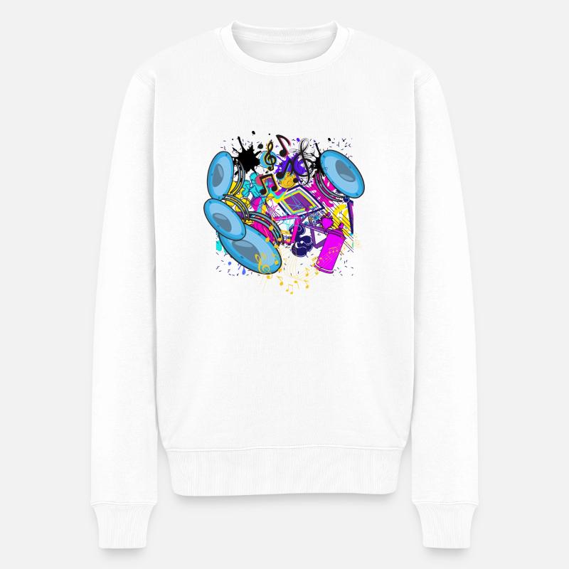 Graffiti music - Männer Premium Bio Pullover - Weiß