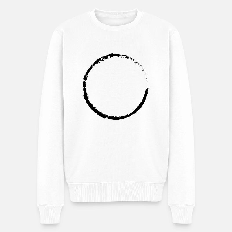 Schwarzer Zen Kreis, Enso, Ensō, Zen Circle - Männer Premium Bio Pullover - Weiß