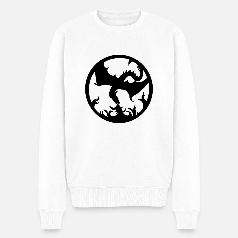 Dragon Fire - Männer Premium Bio Pullover - Weiß
