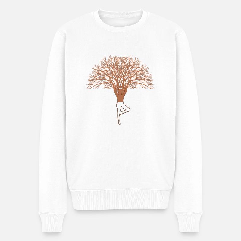 Yoga Baum Design - Männer Premium Bio Pullover - Weiß