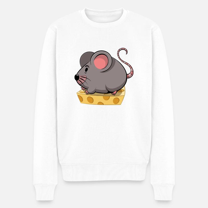Maus Cartoon - Männer Premium Bio Pullover - Weiß