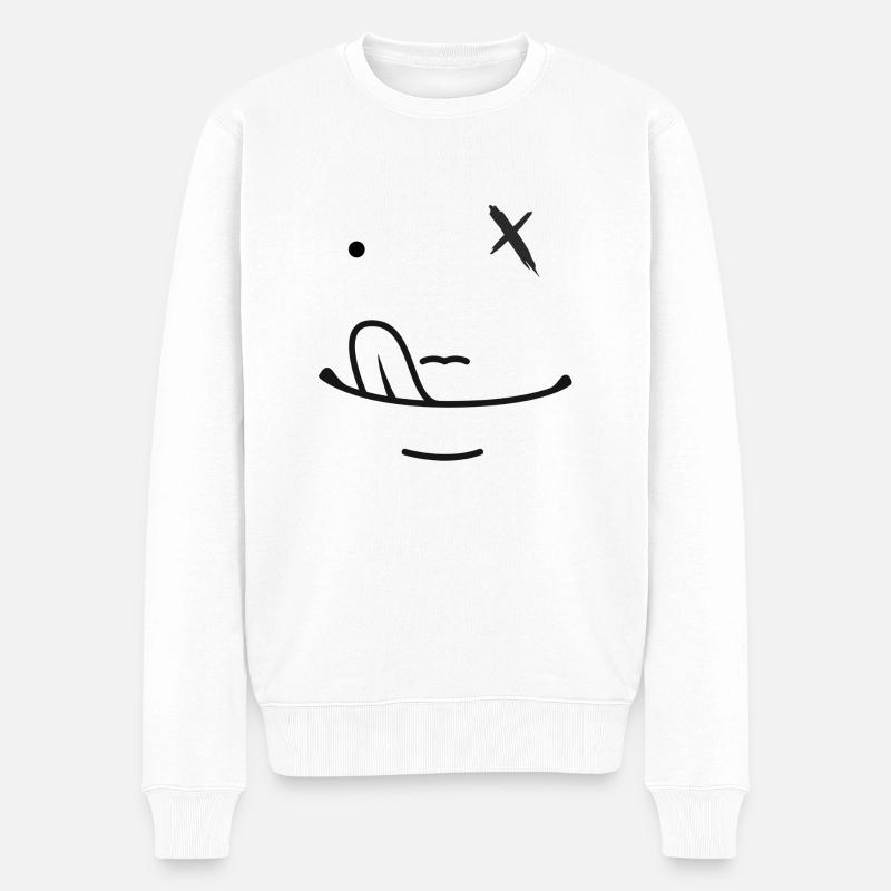 Gesicht - Männer Premium Bio Pullover - Weiß