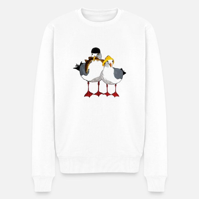 Mouette Jonathan et son Emma - Pull Premium bio Homme - blanc