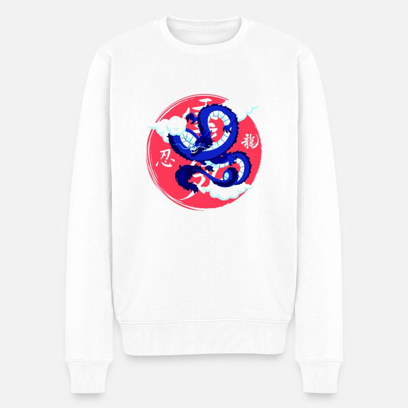 Dragon rise up - Männer Premium Bio Pullover - Weiß