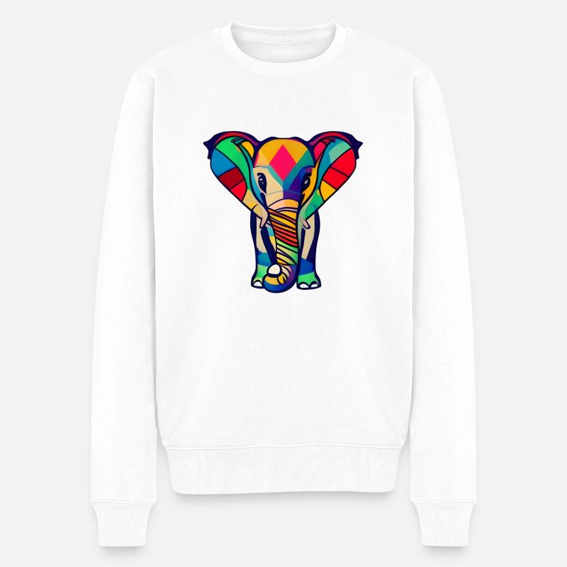 Elefant - Männer Premium Bio Pullover - Weiß