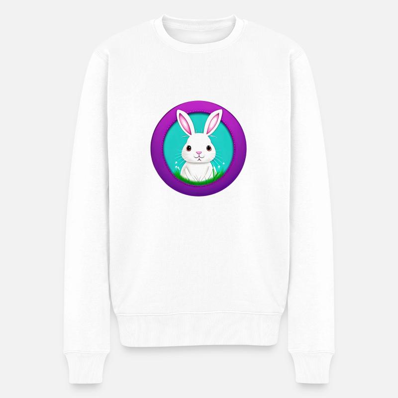 Weisser Hase Kaninchen - Männer Premium Bio Pullover - Weiß