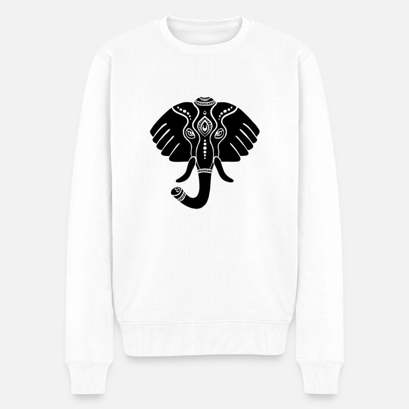 Symbol eines indischen Elefanten, Kultur Indiens - Männer Premium Bio Pullover - Weiß