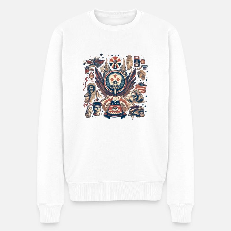 Amerikanische Folklore - Männer Premium Bio Pullover - Weiß