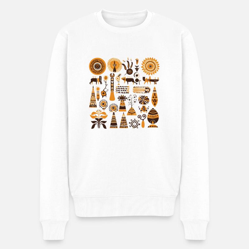 Afrikanische Folklore - Männer Premium Bio Pullover - Weiß