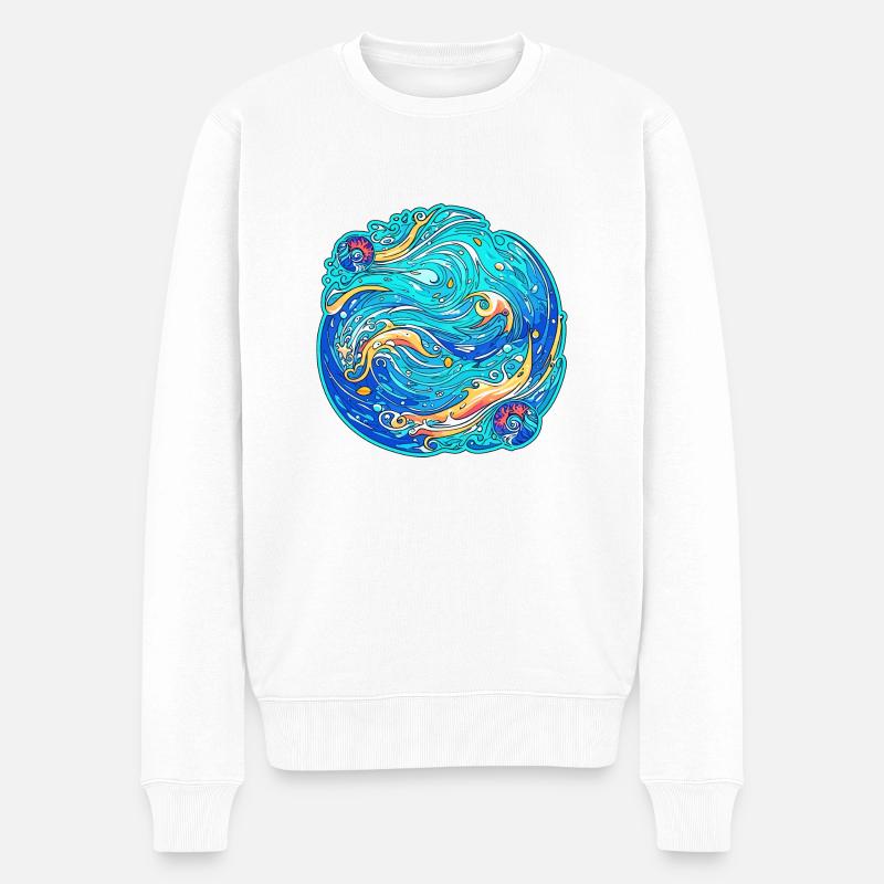 Wilder Ozean - Männer Premium Bio Pullover - Weiß