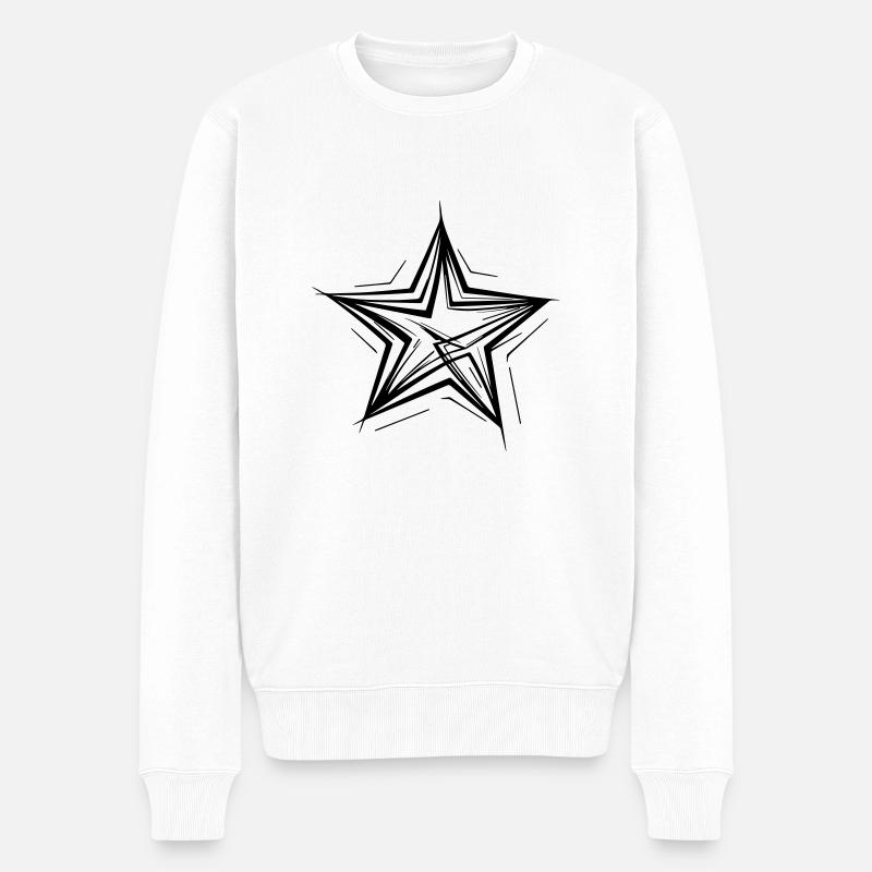 Håndtegnet ædelstjerne - Økologisk premium-sweatshirt til mænd - hvid
