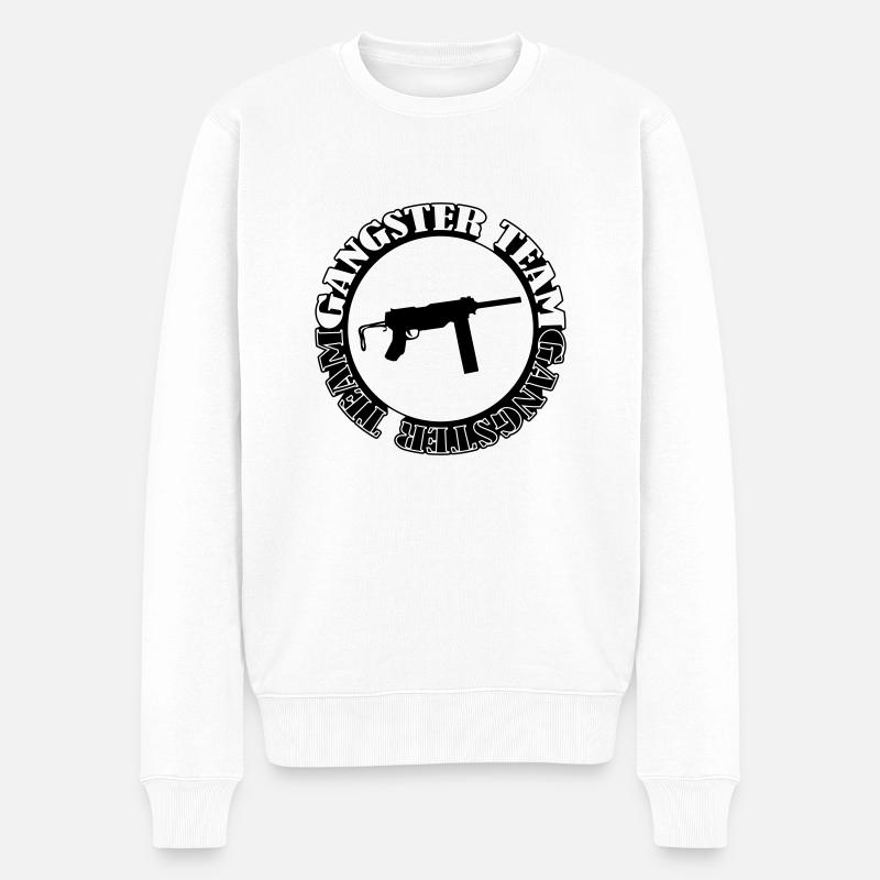 Gangster Team Gun 001 - Pull Premium bio Homme - blanc