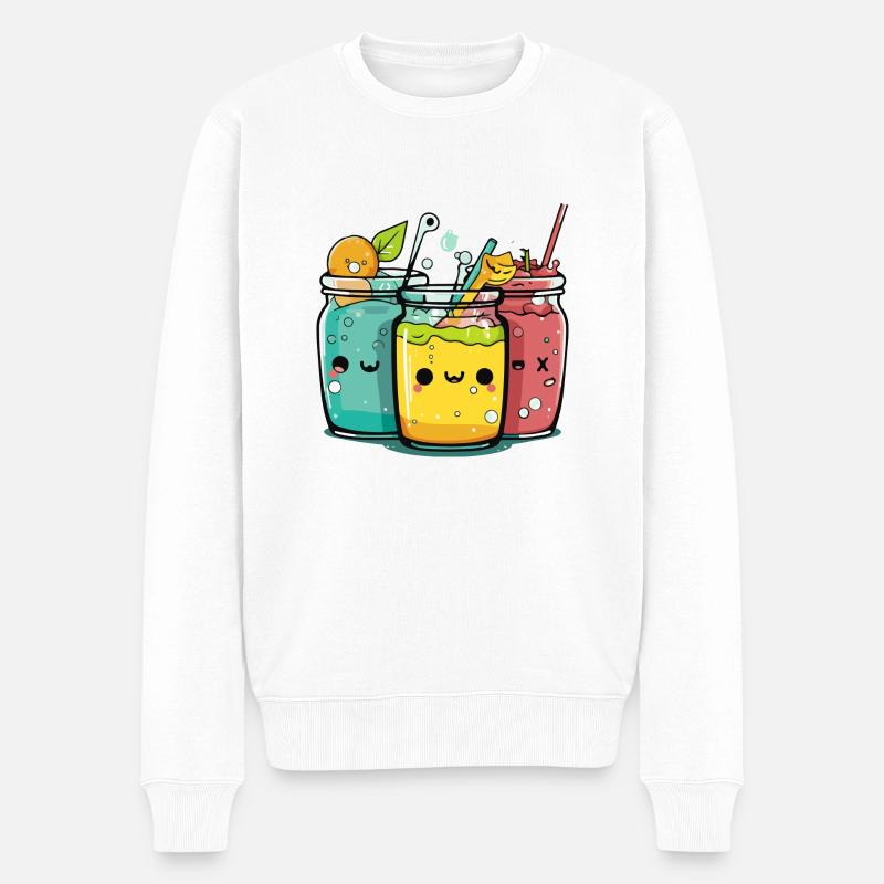 Kawaii Fruchtsäfte - Männer Premium Bio Pullover - Weiß