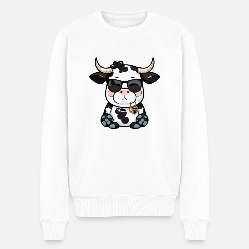 Kola la vache - Pull Premium bio Homme - blanc