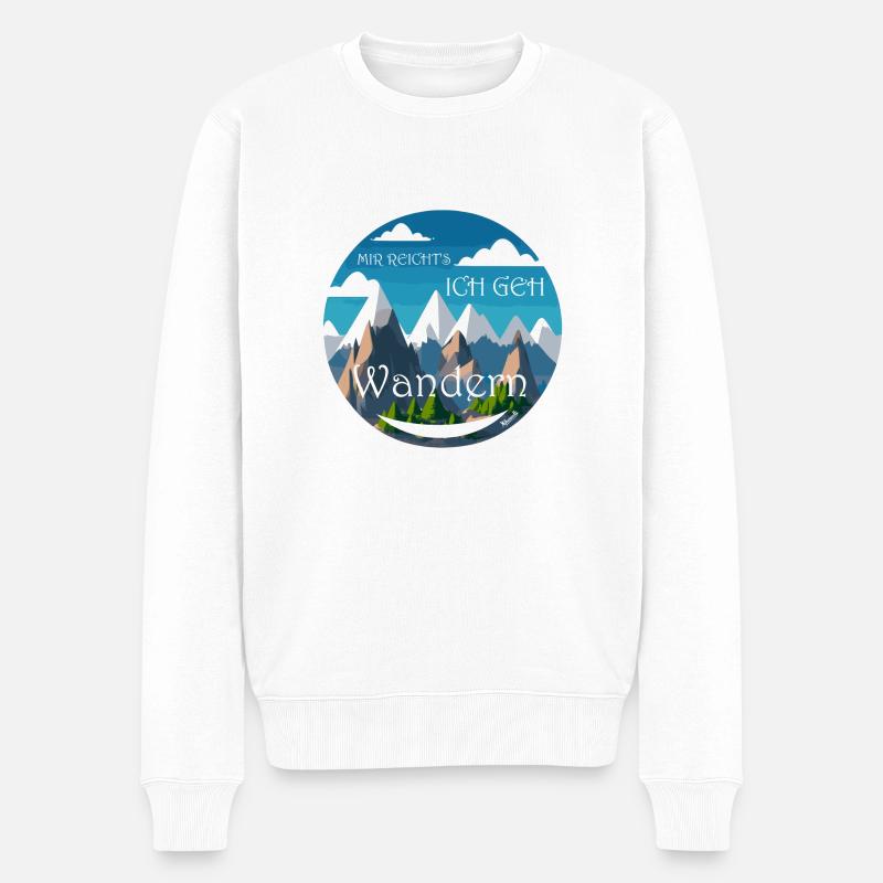 Mir reichts ich geh Wandern Berge Alm Style - Männer Premium Bio Pullover - Weiß
