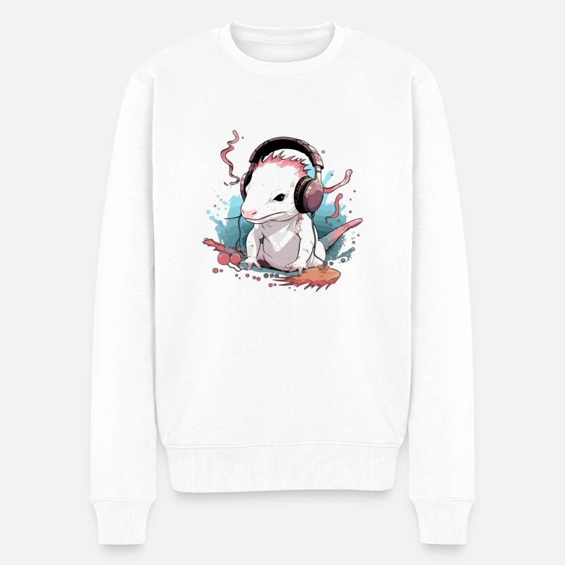 Axo l'axolotl audiophile - Pull Premium bio Homme - blanc