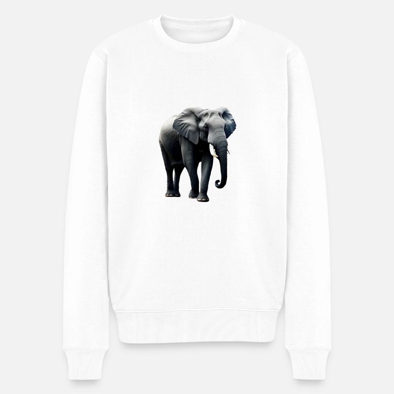 Elefant - Männer Premium Bio Pullover - Weiß