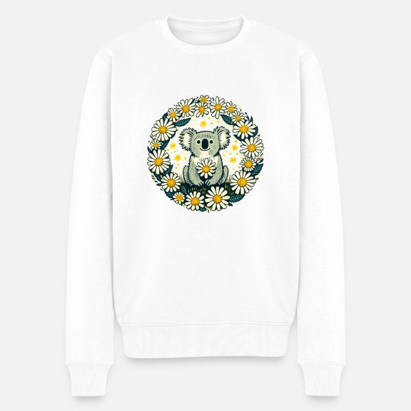 Koala Ours et Marguerites - Pull Premium bio Homme - blanc